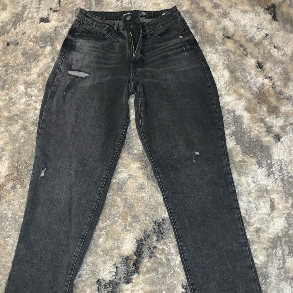 High-rise black wash jeans